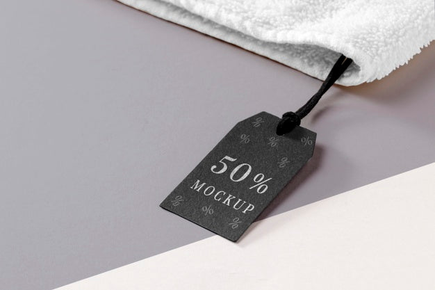 Free Clothing Mock-Up Tag On Soft Towel Fabric Psd