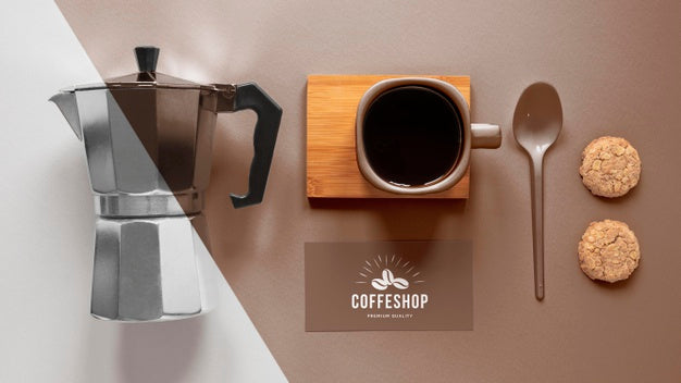 Free Coffee Branding Items Arrangement Top View Psd
