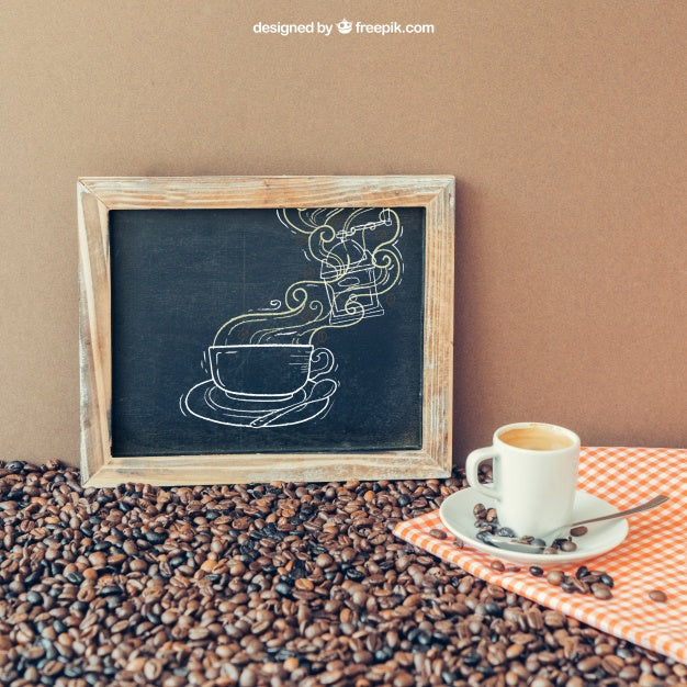Free Coffee Decoration With Slate Psd