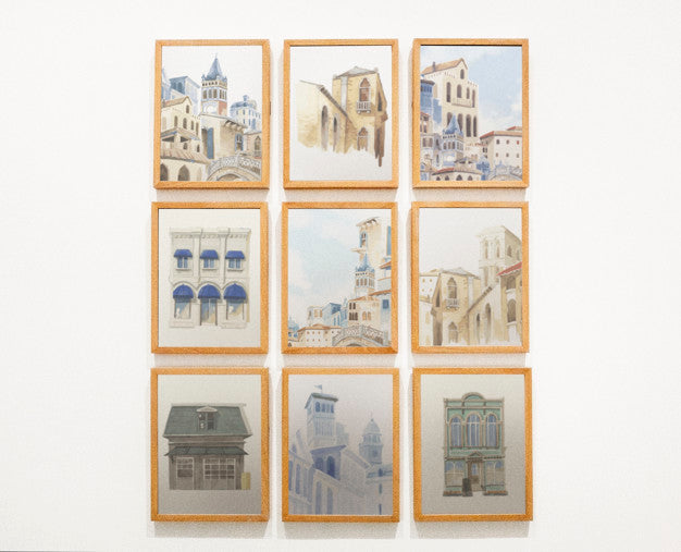 Free Collection Of Art Pieces On A Wall Psd