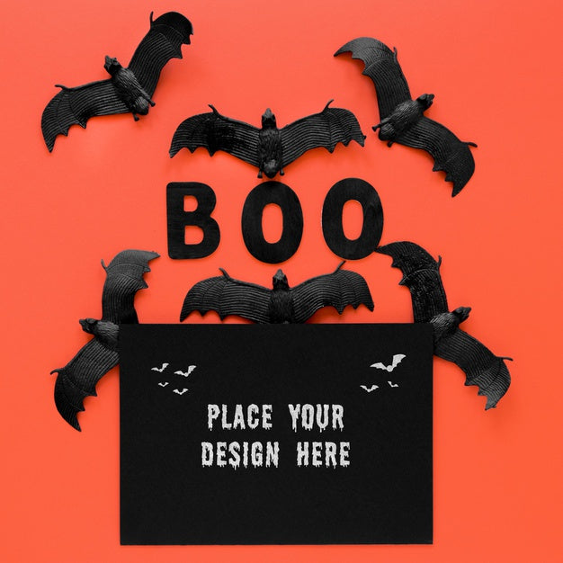 Free Collection Of Bats Halloween Concept Top View Psd