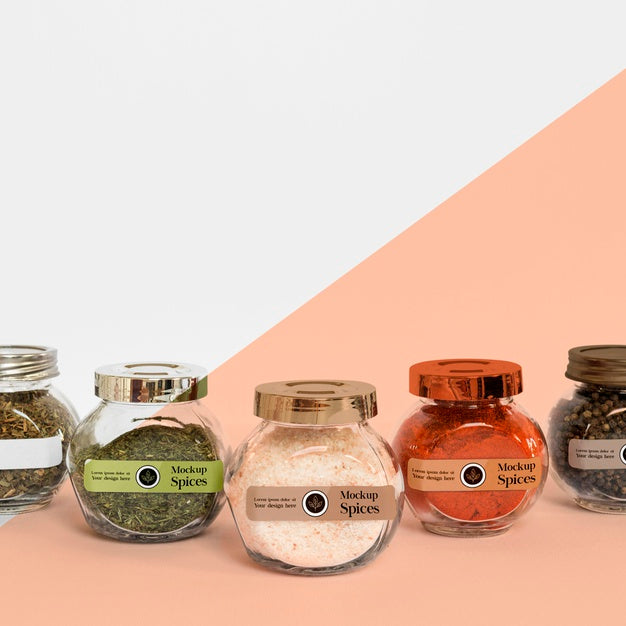 Free Collection Of Labeling Jars With Spices Psd