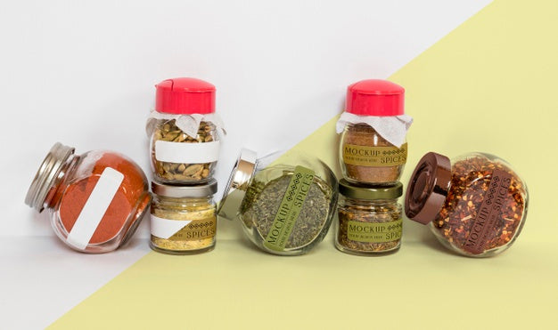 Free Collection Of Labeling Jars With Spices Psd