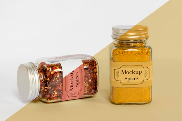 Free Collection Of Labeling Jars With Spices Psd