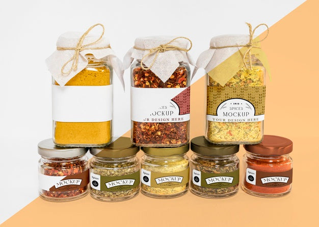 Free Collection Of Labeling Jars With Spices Psd