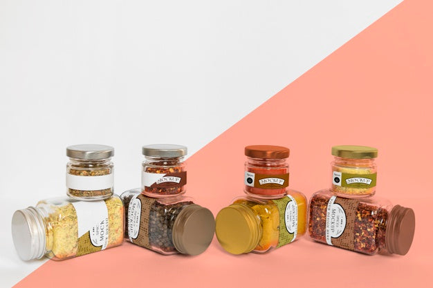 Free Collection Of Labeling Jars With Spices Psd