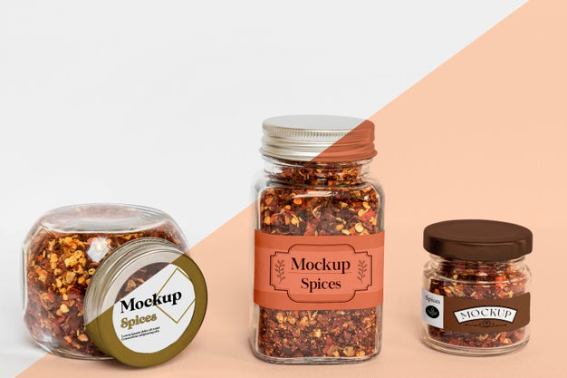 Free Collection Of Labeling Jars With Spices Psd