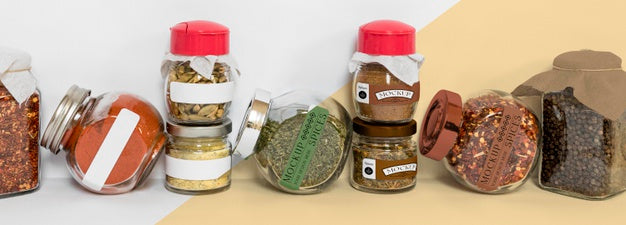 Free Collection Of Labeling Jars With Spices Psd
