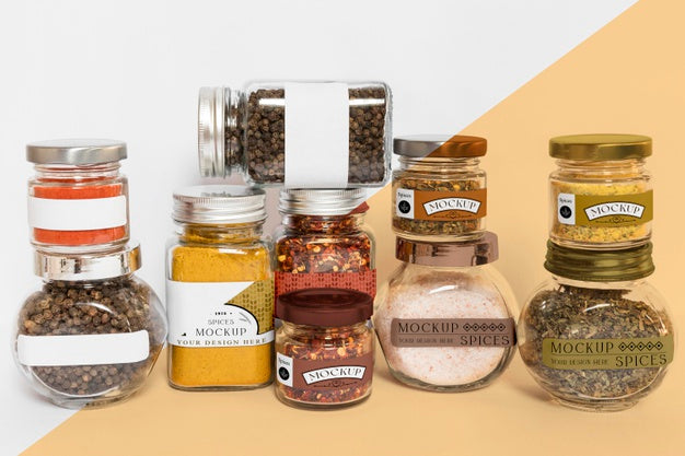 Free Collection Of Labeling Jars With Spices Psd