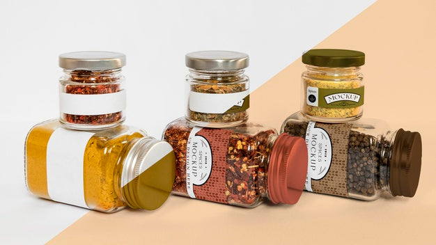 Free Collection Of Labeling Jars With Spices Psd