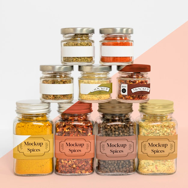Free Collection Of Labeling Jars With Spices Psd