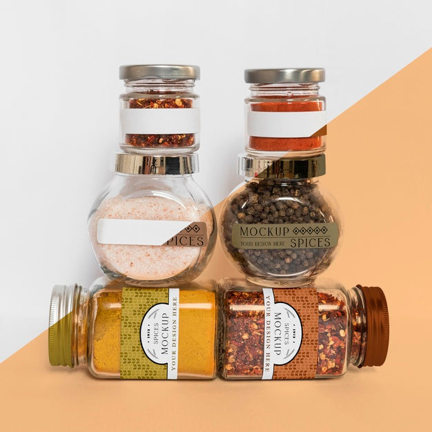 Free Collection Of Labeling Jars With Spices Psd