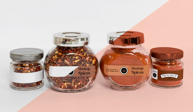 Free Collection Of Labeling Jars With Spices Psd