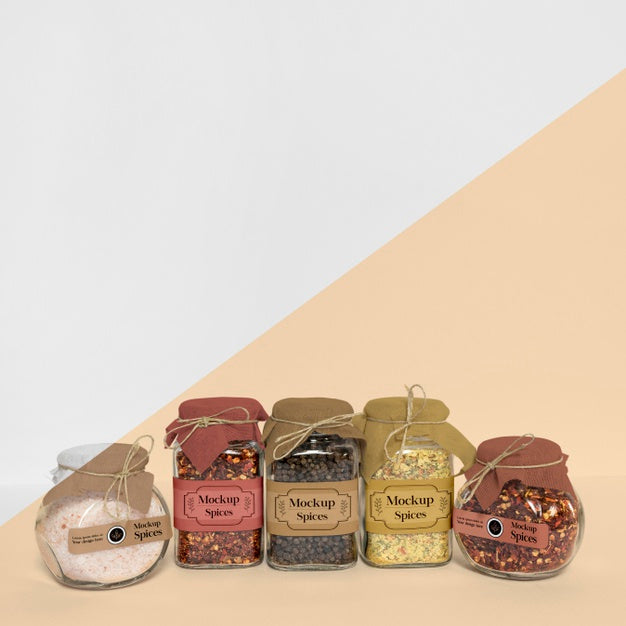 Free Collection Of Labeling Jars With Spices Psd