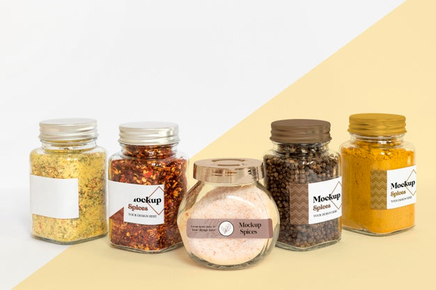 Free Collection Of Labeling Jars With Spices Psd
