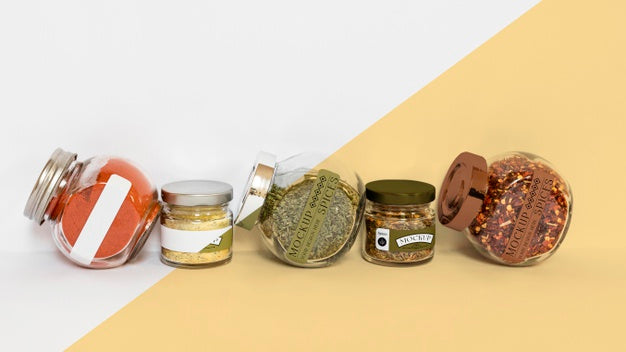 Free Collection Of Labeling Jars With Spices Psd