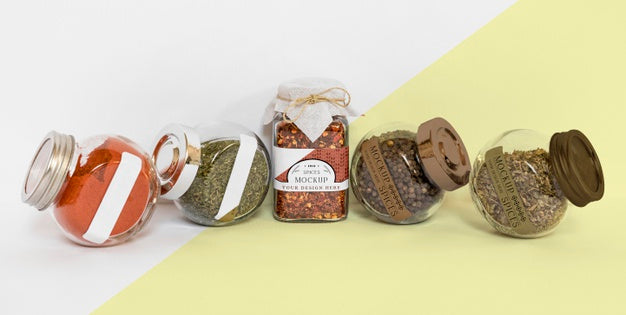 Free Collection Of Labeling Jars With Spices Psd