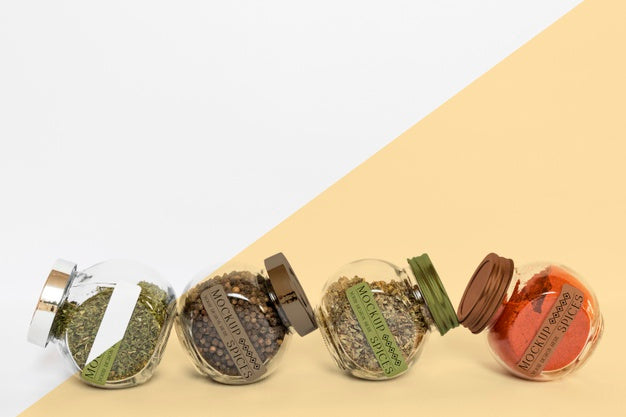 Free Collection Of Labeling Jars With Spices Psd
