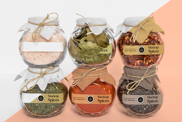 Free Collection Of Labeling Jars With Spices Psd