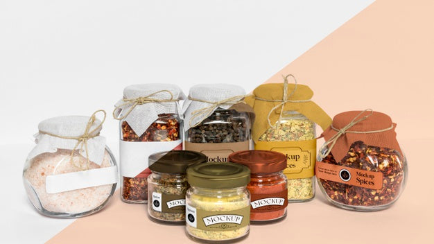 Free Collection Of Labeling Jars With Spices Psd