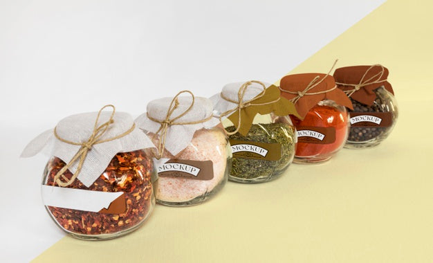 Free Collection Of Labeling Jars With Spices Psd