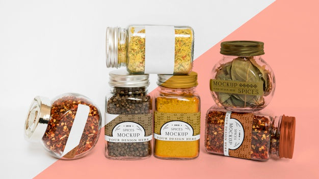Free Collection Of Labeling Jars With Spices Psd