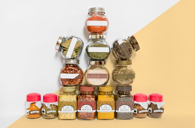 Free Collection Of Labeling Jars With Spices Psd