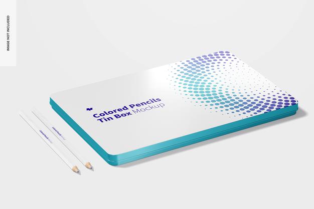 Free Colored Pencils Tin Box Mockup Psd