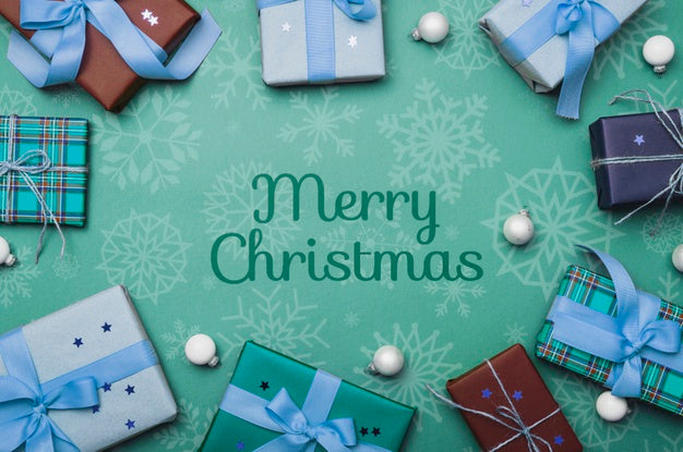 Free Colorful Christmas Concept Mock-Up Psd