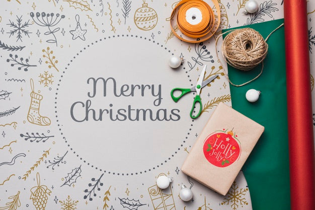 Free Colorful Christmas Concept Mock-Up Psd