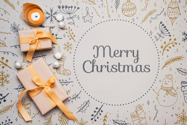 Free Colorful Merry Christmas Concept Mock-Up Psd