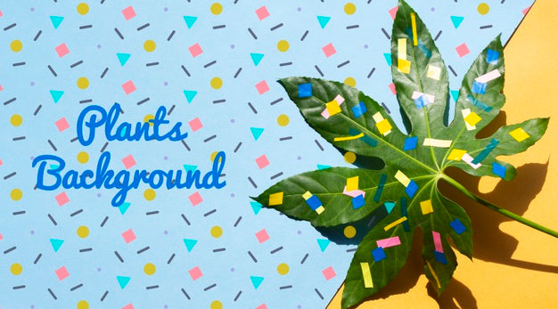 Free Colorful Painted Plant Leaves Mock-Up Psd