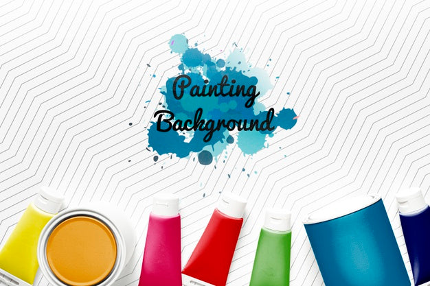 Free Colorful Painting Concept Mock-Up Psd