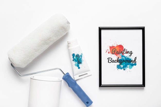 Free Colorful Painting Concept Mock-Up Psd