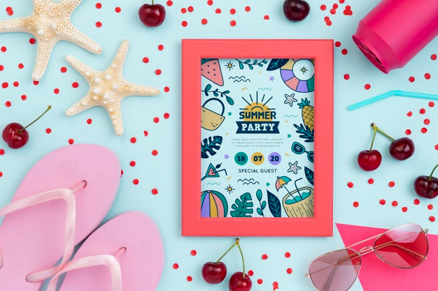 Free Colorful Summer Concept Mock-Up Psd