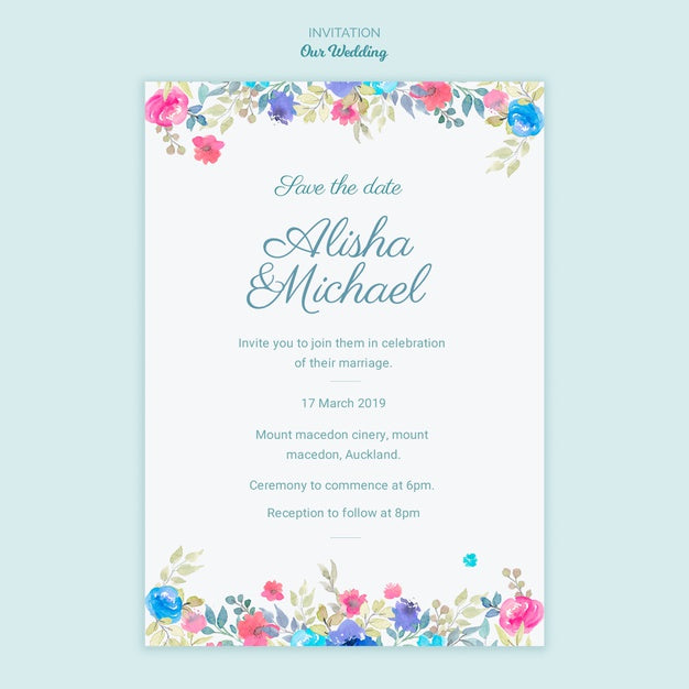 Free Colorful Wedding Concept Invitation Psd
