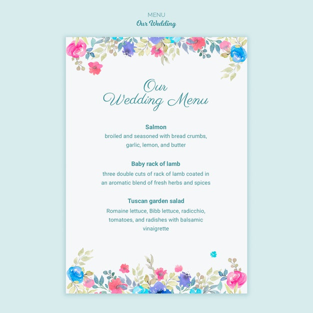 Free Colorful Wedding Concept Menu Psd