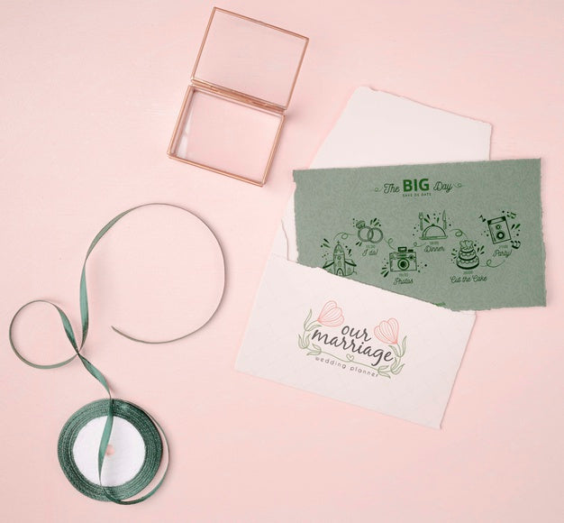 Free Colorful Wedding Invitation With Ribbon Psd