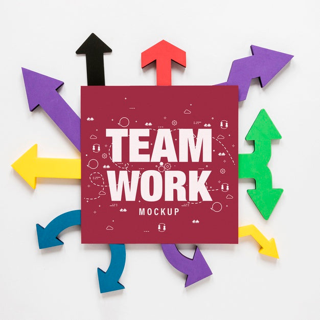 Free Colourful Arrows With Teamwork Card Psd