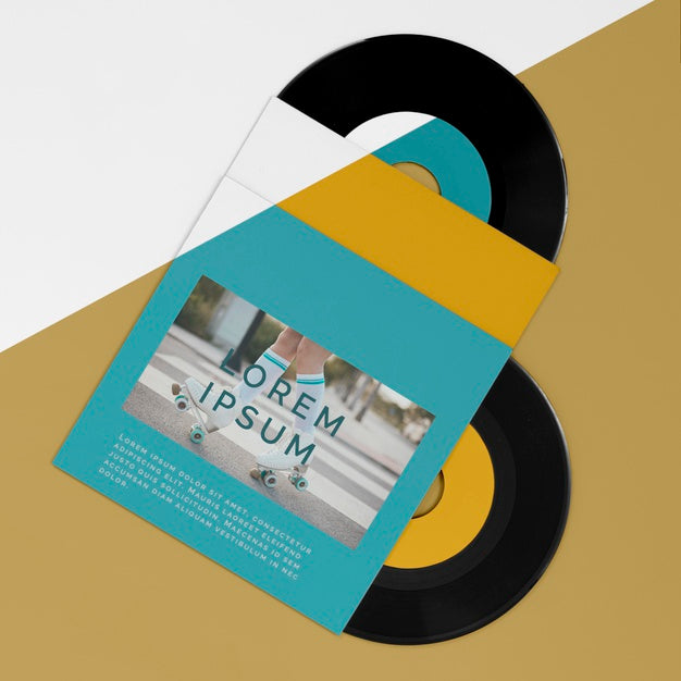 Free Composition Of Vinyl Records Mock-Up Psd