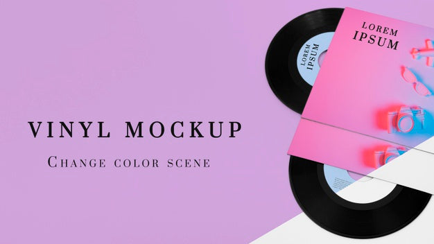 Free Composition Of Vinyl Records Mock-Up Psd