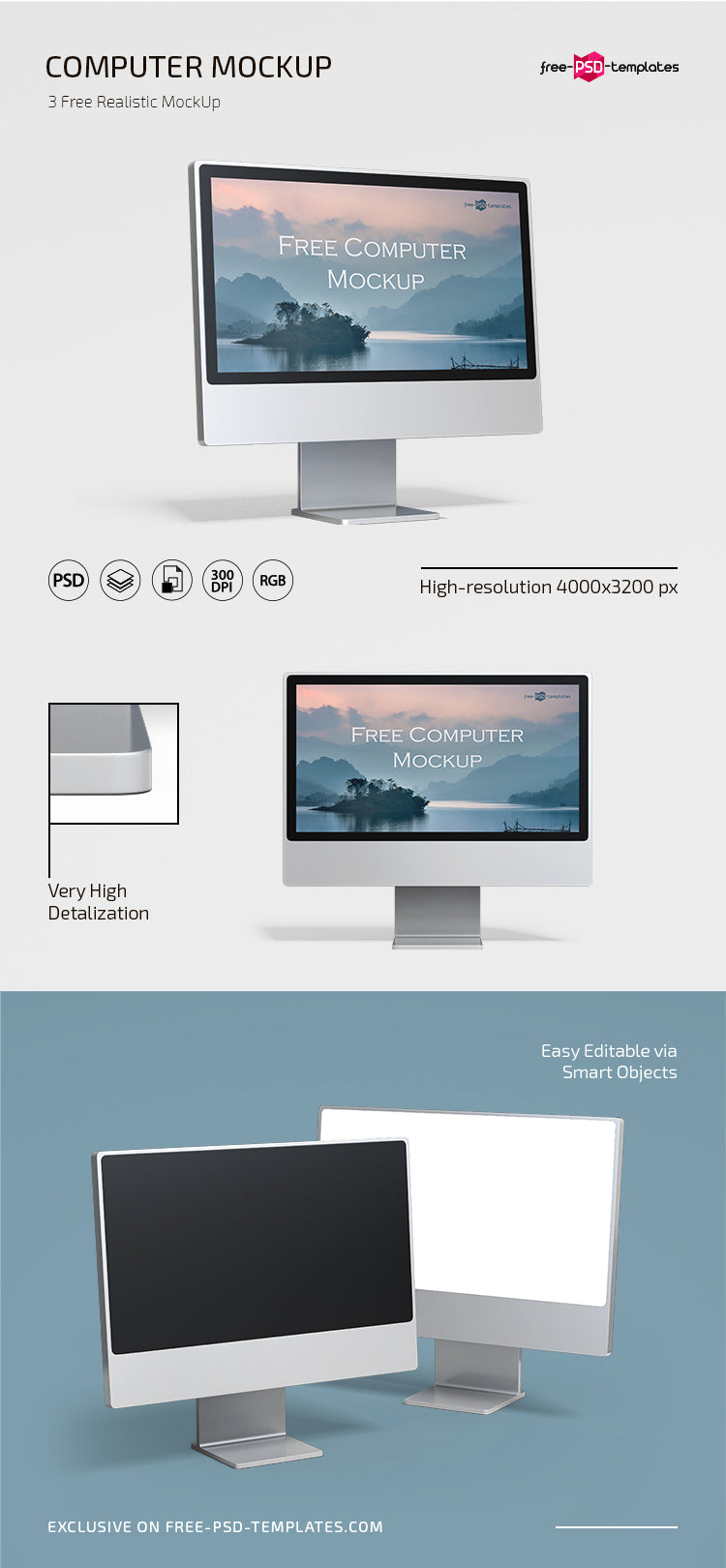 Free Computer Mockup In Psd