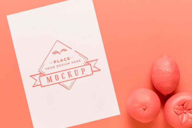 Free Coral Composition With Card Mock-Up Psd