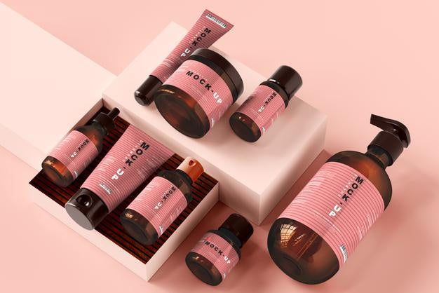 Free Cosmetic Branding Mockup Scene Psd