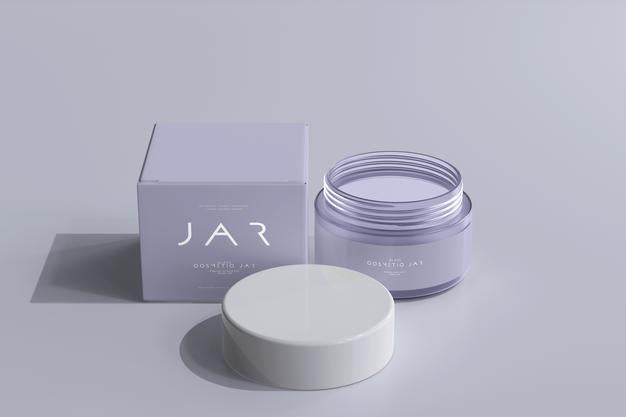 Free Cosmetic Jar And Box Mockup Psd