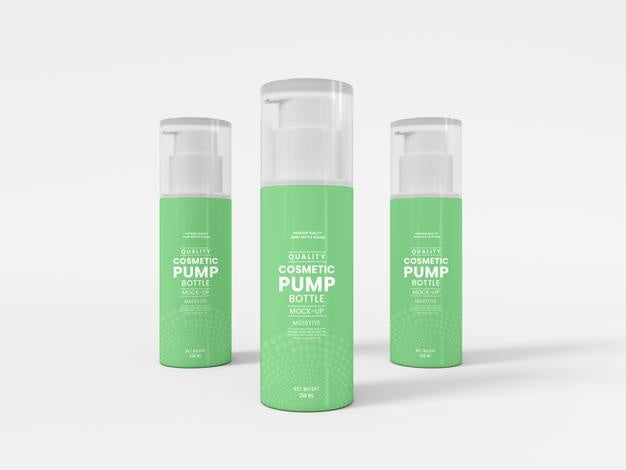 Free Cosmetic Pump Bottle Branding Mockup Psd