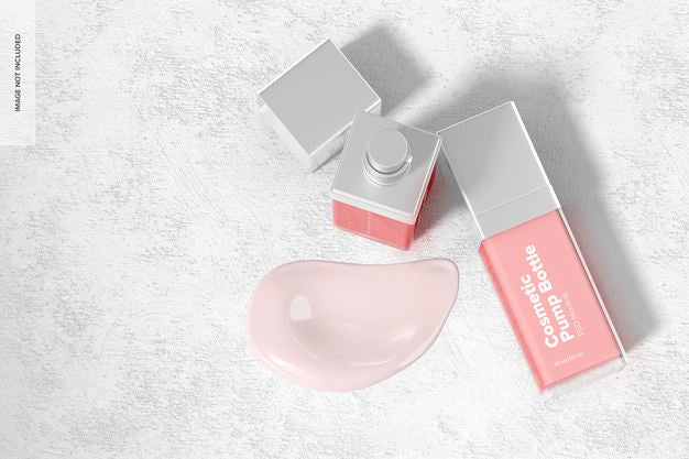Free Cosmetic Pump Bottles Mockup, Top View Psd
