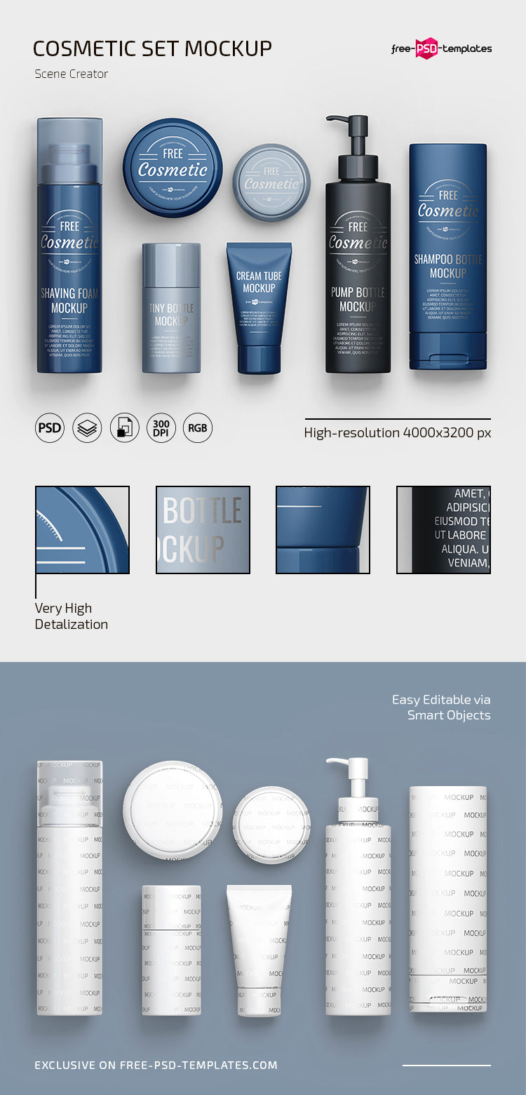 Free Cosmetic Set Scene Creator Mockup In Psd