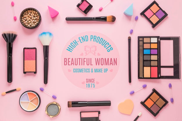 Free Cosmetics Arrangement Top View Psd