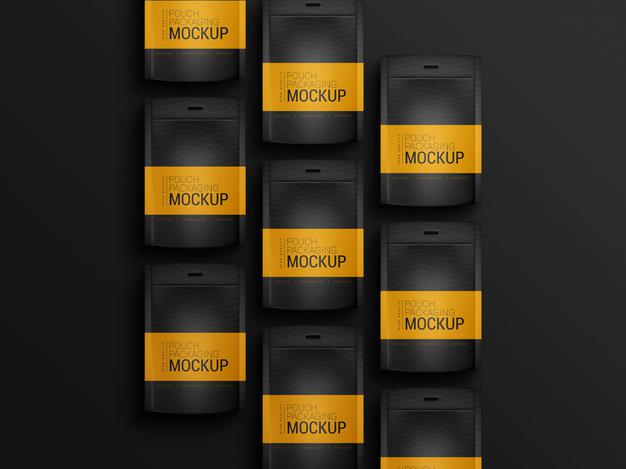 Free Couple Of Pouch Packaging Mockup Psd